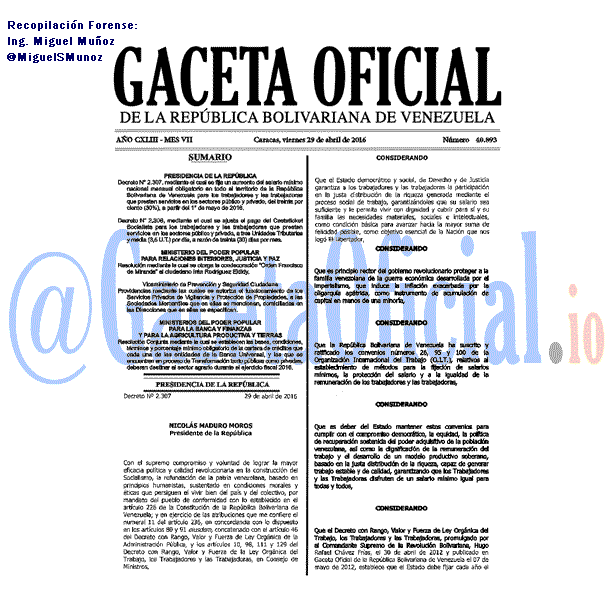 Gaceta Oficial 40893 del 29 abril 2016