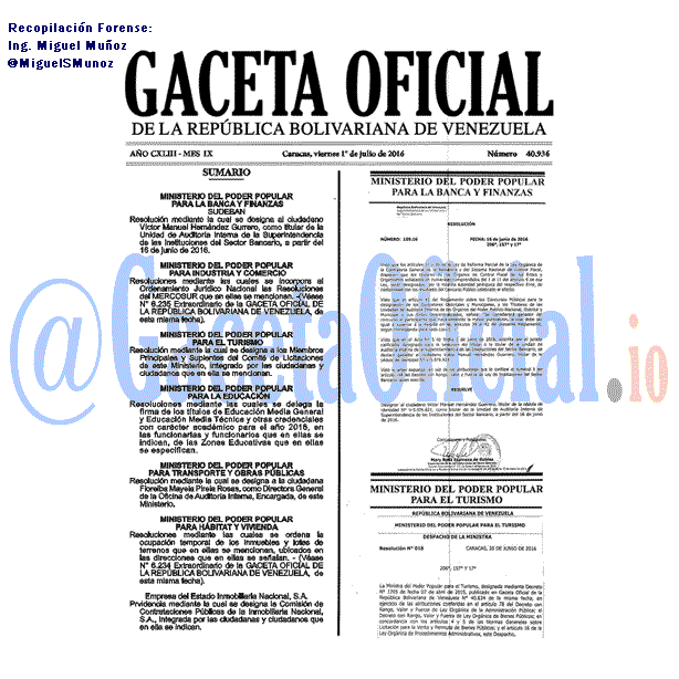Gaceta Oficial 40936 del 1 julio 2016