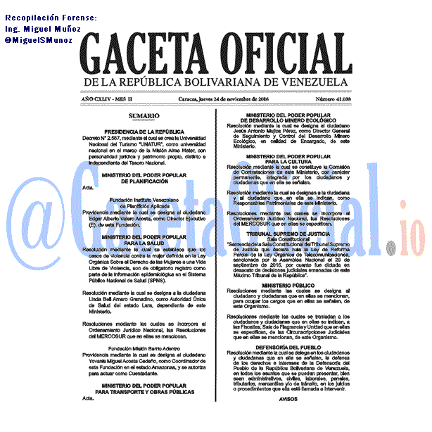 Gaceta Oficial 41038 del 24 Noviembre 2016
