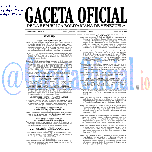 Gaceta Oficial 41111 del 10 marzo 2017