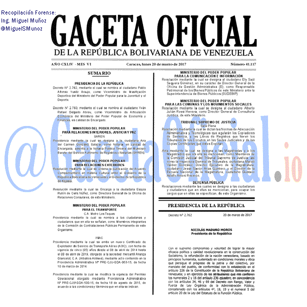 Gaceta Oficial 41117 del 20 marzo 2017