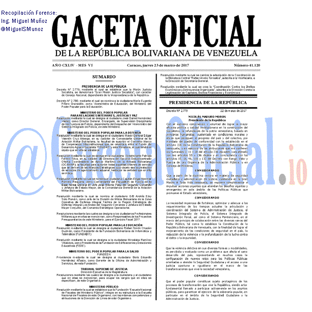 Gaceta Oficial 41120 del 23 marzo 2017 Gaceta Oficial 41120 del 23 marzo 2017