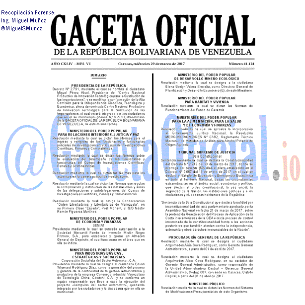 Gaceta Oficial 41124 del 29 marzo 2017 Gaceta Oficial 41124 del 29 marzo 2017