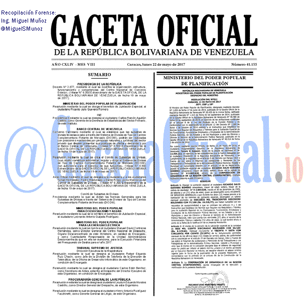 Gaceta Oficial 41155 del 22 mayo 2017