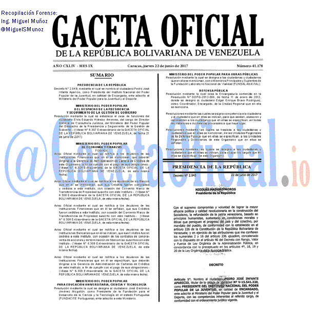 Gaceta Oficial 41178 del 22 junio 2017 Gaceta Oficial 41178 del 22 junio 2017