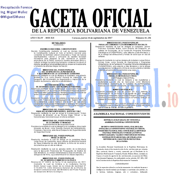 Gaceta Oficial 41236 del 14 septiembre 2017