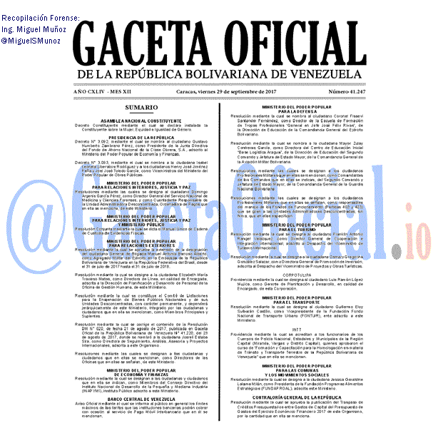 Gaceta Oficial 41247 del 29 septiembre 2017