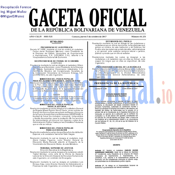 Gaceta Oficial 41251 del 5 octubre 2017