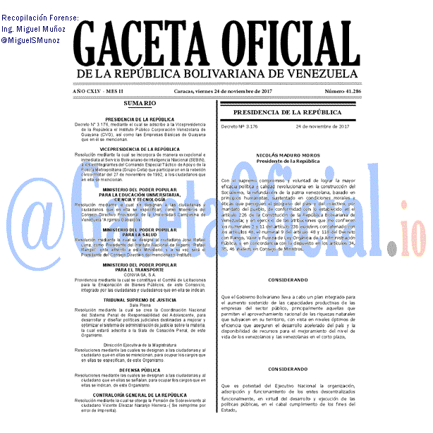 Gaceta Oficial 41286 del 24 noviembre 2017