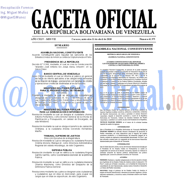 Gaceta Oficial 41375 del 11 abril 2018