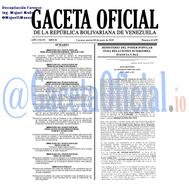 Gaceta Oficial 41659 del 20 Junio 2019