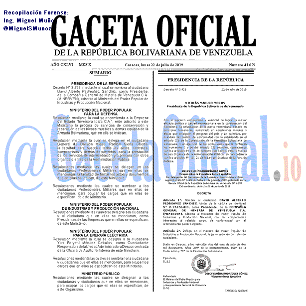 Gaceta Oficial 41679 del 22 Julio 2019 Gaceta Oficial 41679 del 22 Julio 2019
