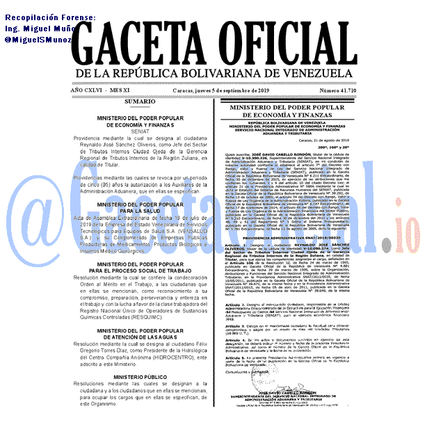 Gaceta Oficial 41710 del 5 septiembre 2019