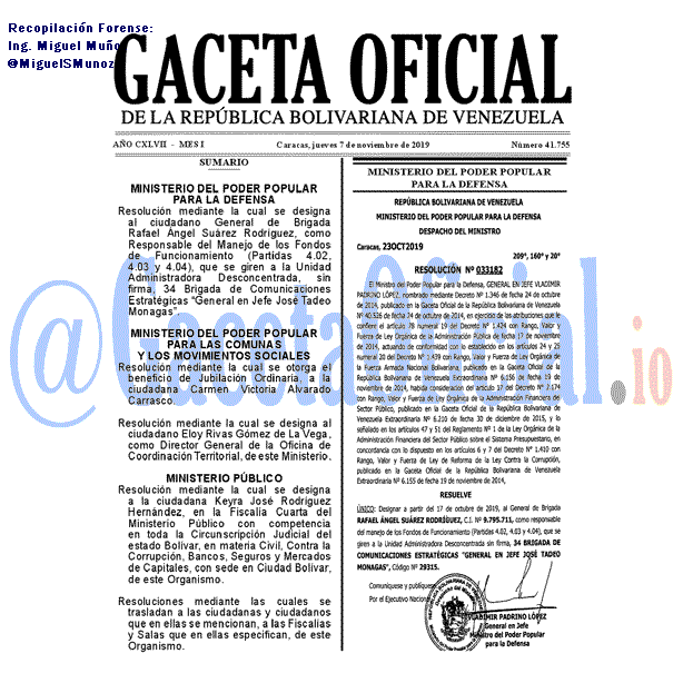 Gaceta Oficial 41755 del 7 noviembre 2019