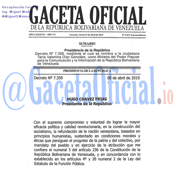 Gaceta Oficial 5971 del 9 Abril 2010