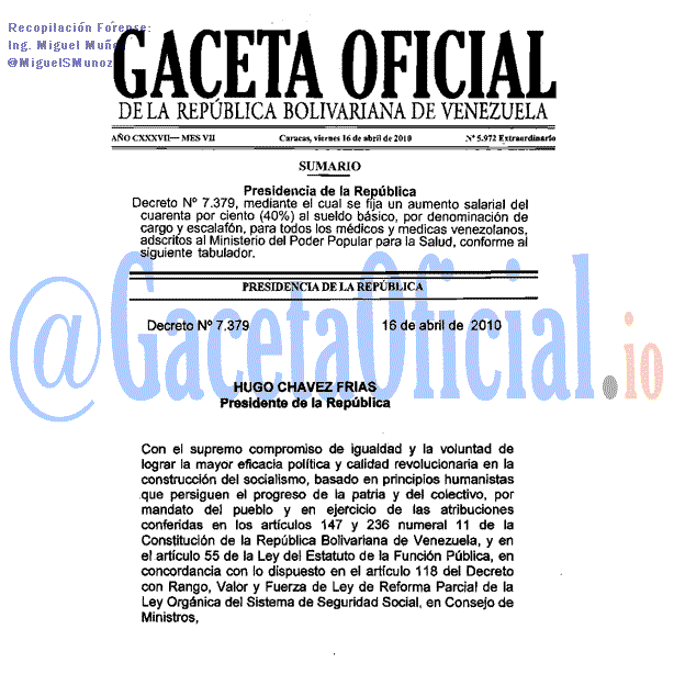 Gaceta Oficial 5972 del 16 Abril 2010