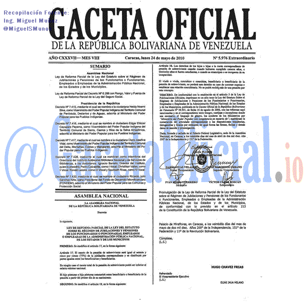 Gaceta Oficial 5976 del 24 Mayo 2010
