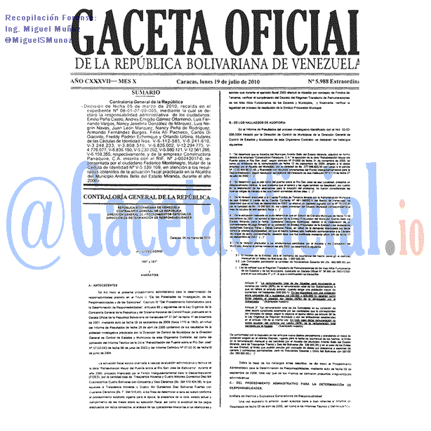 Gaceta Oficial 5988 del 19 Julio 2010