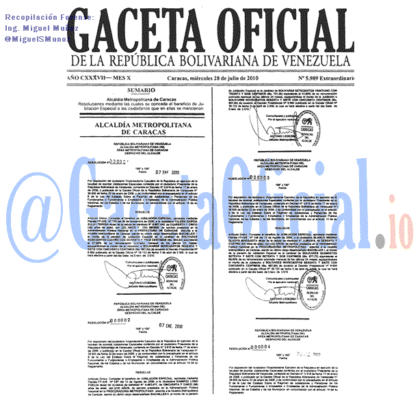 Gaceta Oficial 5989 del 28 Julio 2010
