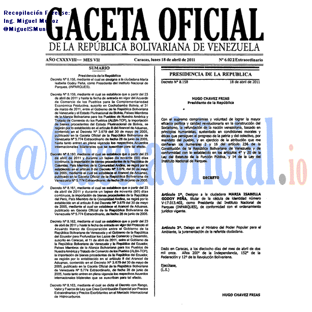 Gaceta Oficial 6022 del 18 Abril 2011
