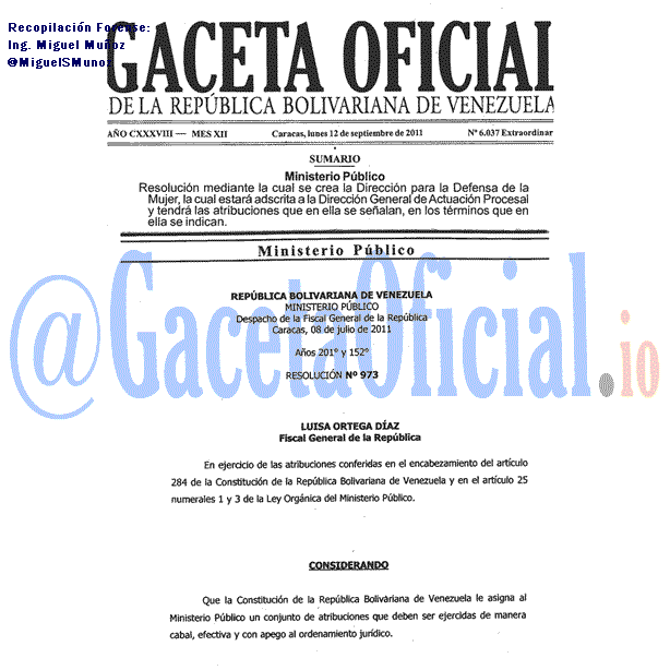 Gaceta Oficial 6037 del 12 Septiembre 2011