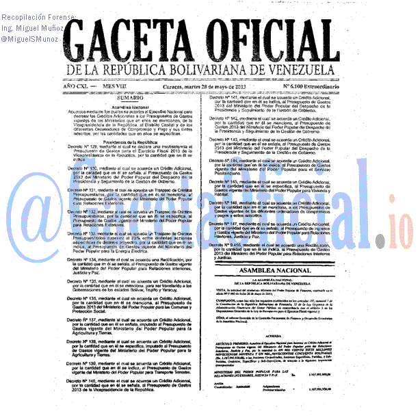 Gaceta Oficial 6100 del 28 Mayo 2013
