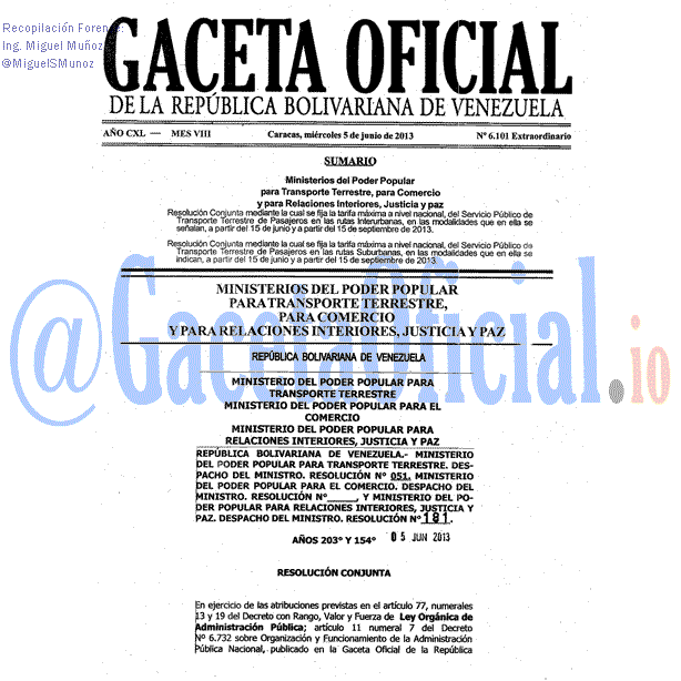 Gaceta Oficial 6101 del 5 Junio 2013
