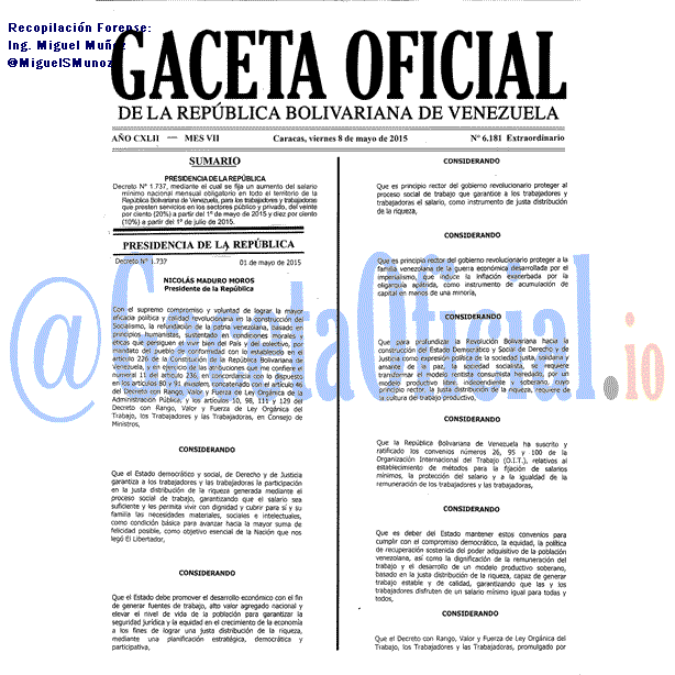 Gaceta Oficial 6181 del 8 Mayo 2015