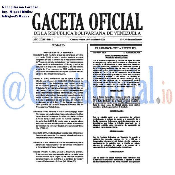 Gaceta Oficial 6269 del 28 octubre 2016
