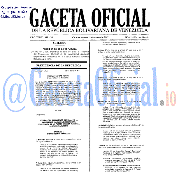 Gaceta Oficial 6291 del 21 marzo 2017 Gaceta Oficial 6291 del 21 marzo 2017