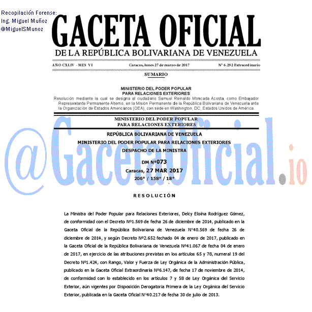 Gaceta Oficial 6292 del 27 marzo 2017