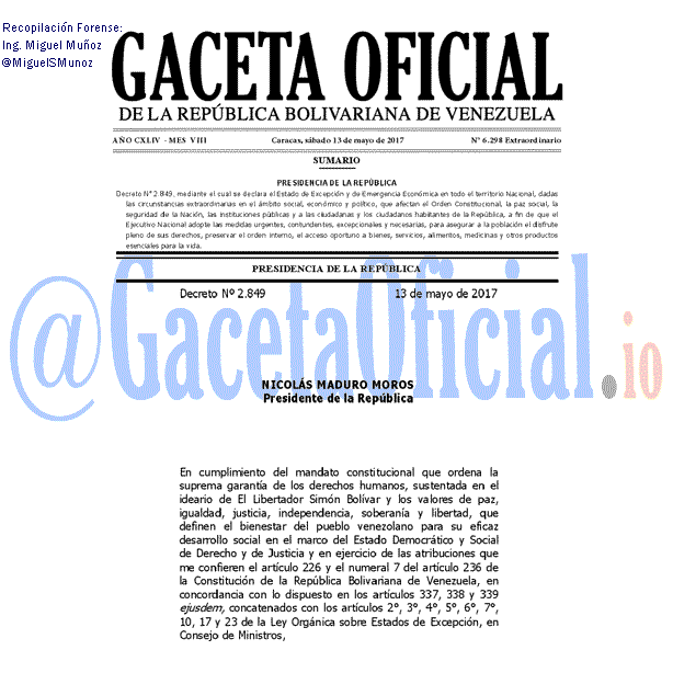 Gaceta Oficial 6298 del 13 mayo 2017