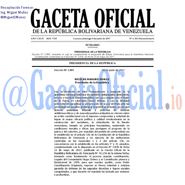 Gaceta Oficial 6303 del 4 junio 2017 Gaceta Oficial 6303 del 4 junio 2017