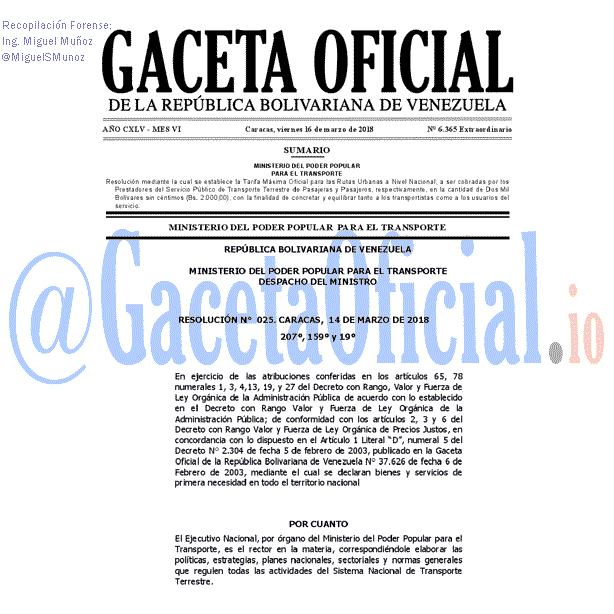 Gaceta Oficial 6365 del 16 Marzo 2018 Gaceta Oficial 6365 del 16 marzo 2018