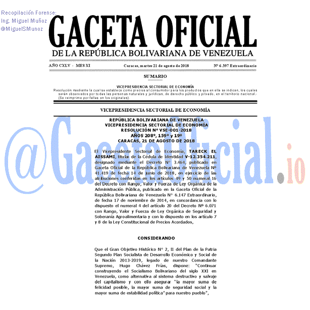 Gaceta Oficial 6397 del 21 Agosto 2018 Gaceta Oficial 6397 del 21 Agosto 2018