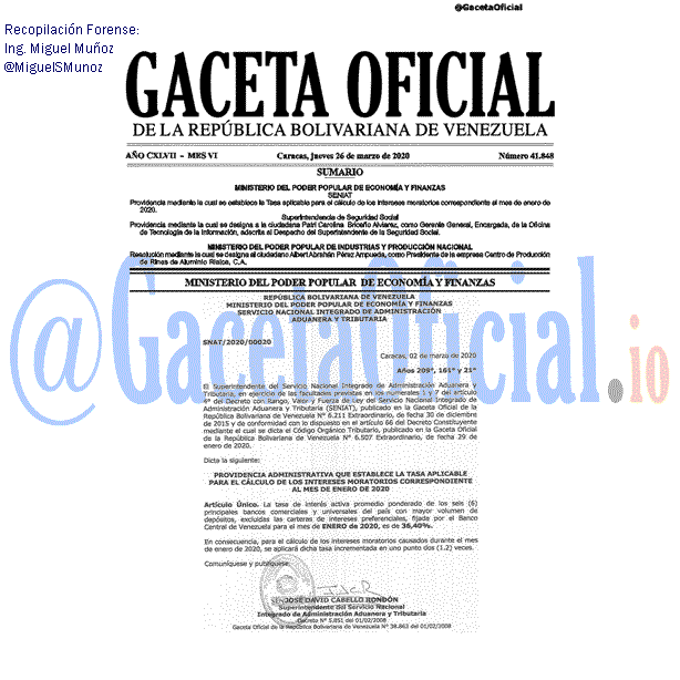 Gaceta Oficial 41848 del 26 abril 2020 Gaceta Oficial 41848 del 26 abril 2020