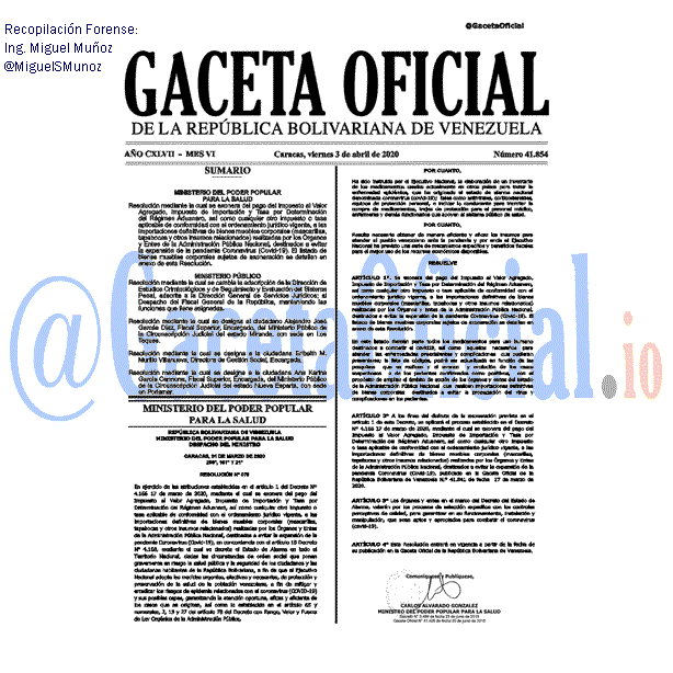 Gaceta Oficial 41854 del 3 abril 2020