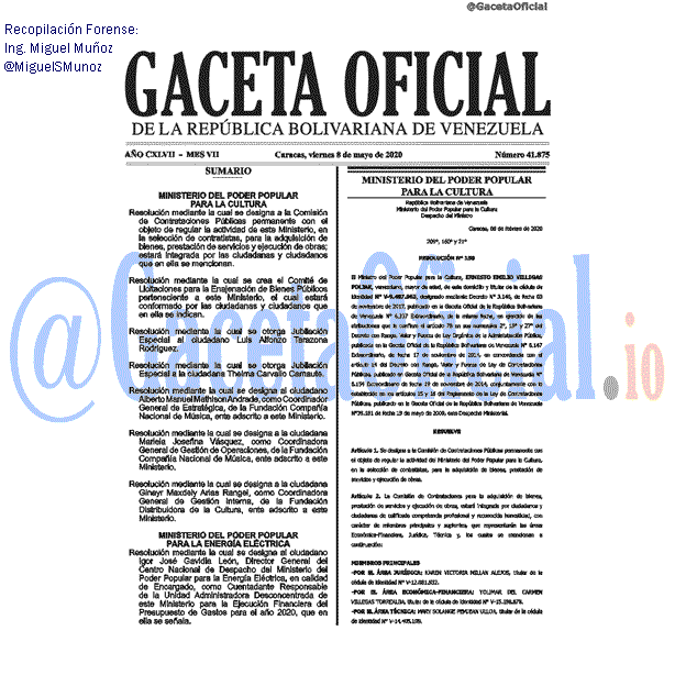 Gaceta Oficial 41875 del 8 mayo 2020 Gaceta Oficial 41875 del 8 mayo 2020