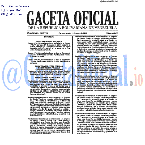 Gaceta Oficial 41877 del 12 mayo 2020 Gaceta Oficial 41877 del 12 mayo 2020