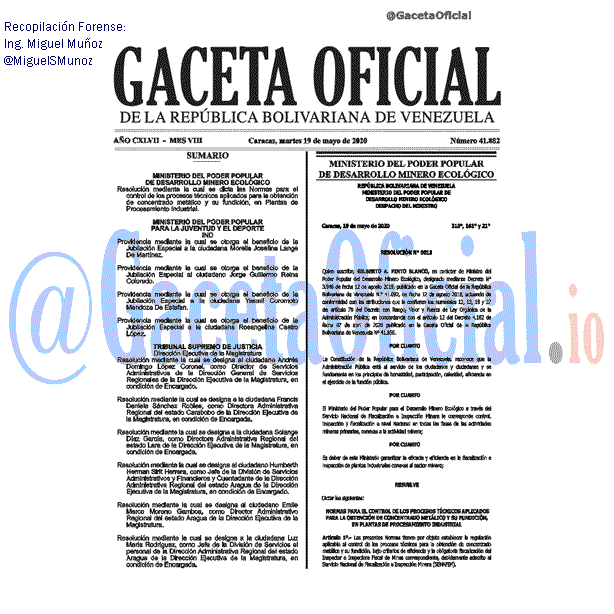 Gaceta Oficial 41882 del 19 mayo 2020 Gaceta Oficial 41882 del 19 mayo 2020