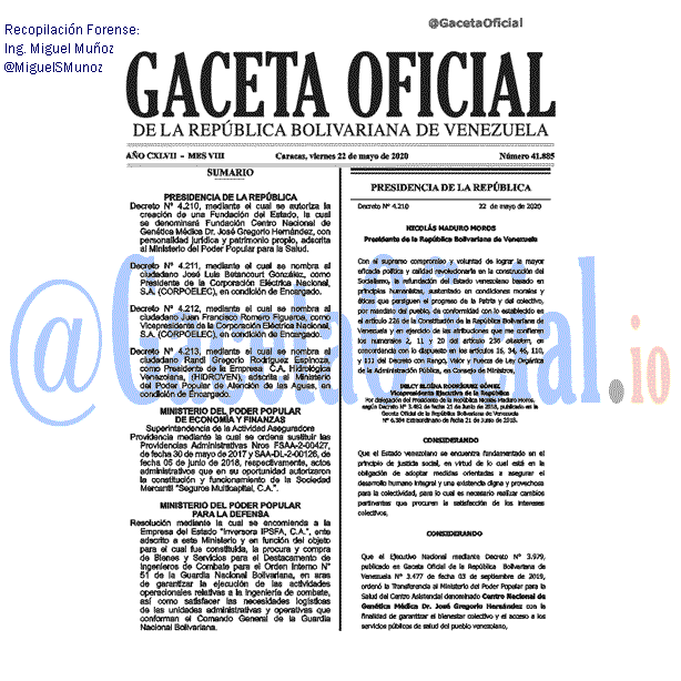 Gaceta Oficial 41885 del 22 mayo 2020