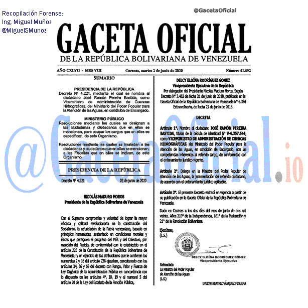 Gaceta Oficial 41892 del 2 junio 2020 Gaceta Oficial 41892 del 2 junio 2020