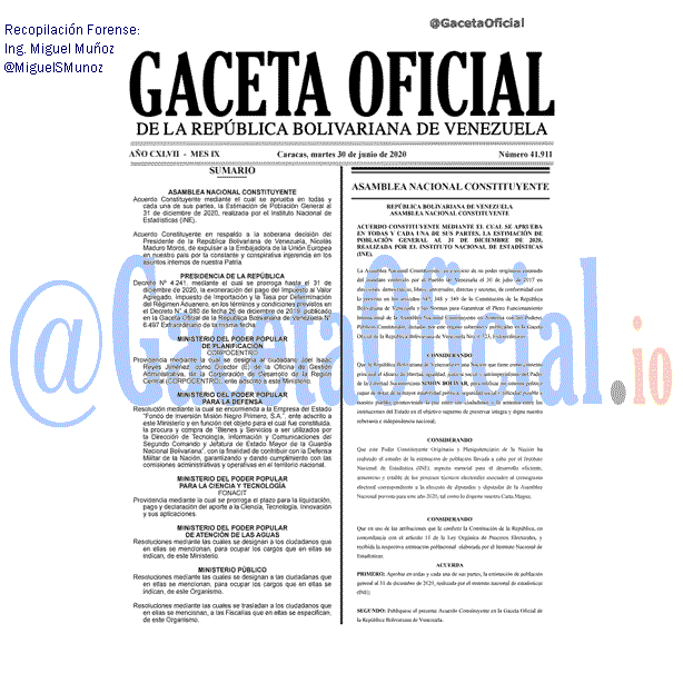 Gaceta Oficial 41911 del 24 junio 2020