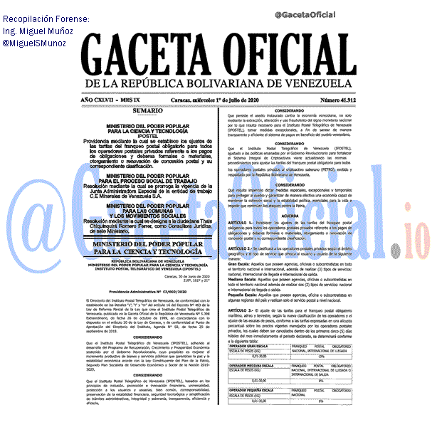 Gaceta Oficial 41912 del 1 julio 2020
