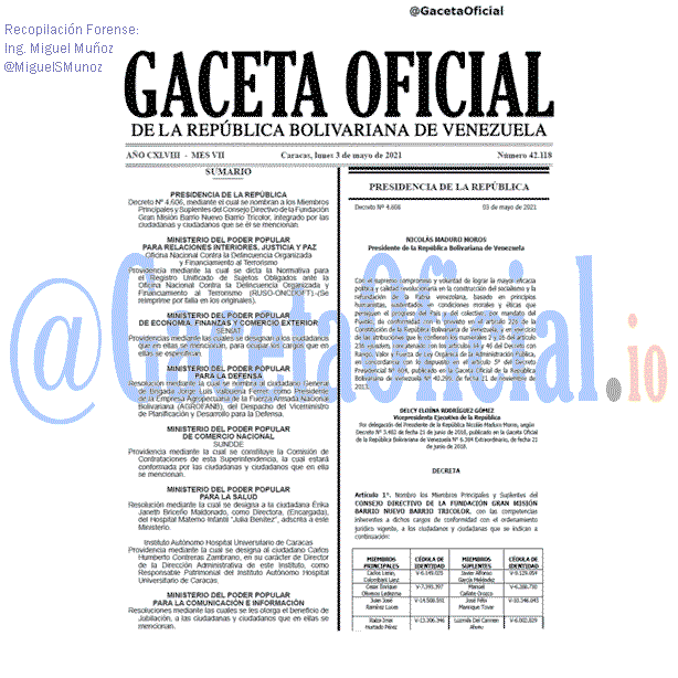 Gaceta Oficial 42118 del 3 mayo 2021
