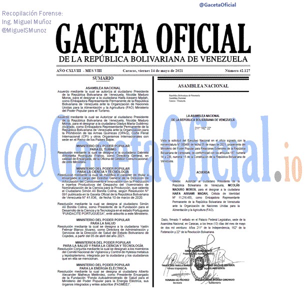 Gaceta Oficial 42127 del 14 mayo 2021