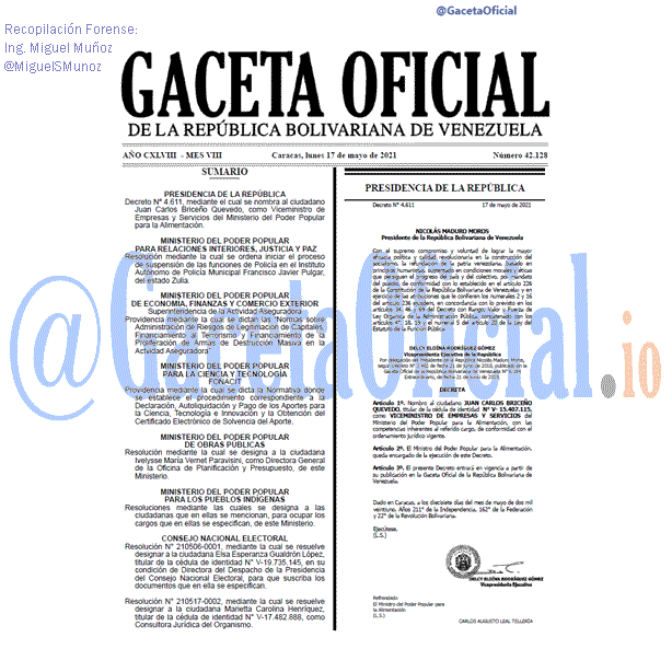 Gaceta Oficial 42128 del 17 mayo 2021 Gaceta Oficial 42128 del 17 mayo 2021