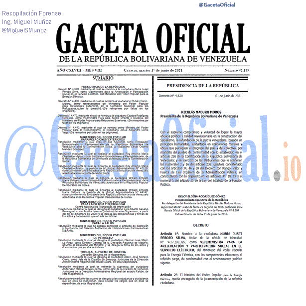 Gaceta Oficial 42139 del 1 junio 2021 Gaceta Oficial 42139 del 1 junio 2021