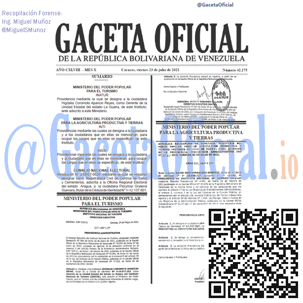 Gaceta Oficial 42175 del 23 julio 2021