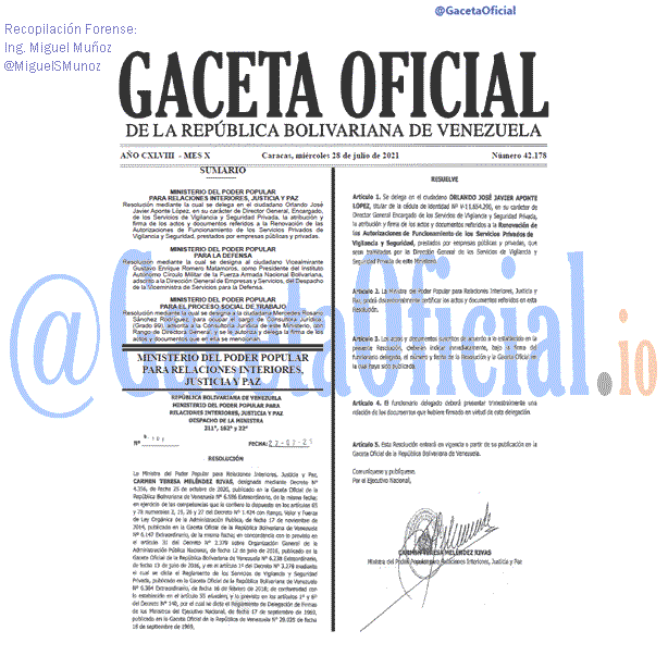 Gaceta Oficial 42178 del 28 julio 2021 Gaceta Oficial 42178 del 28 julio 2021